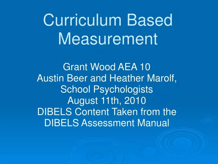 curriculum based measurement