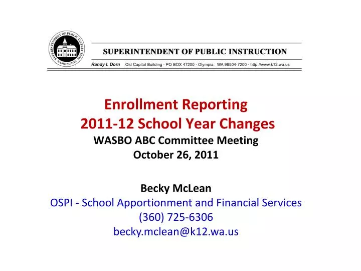 enrollment reporting 2011 12 school year changes wasbo abc committee meeting october 26 2011