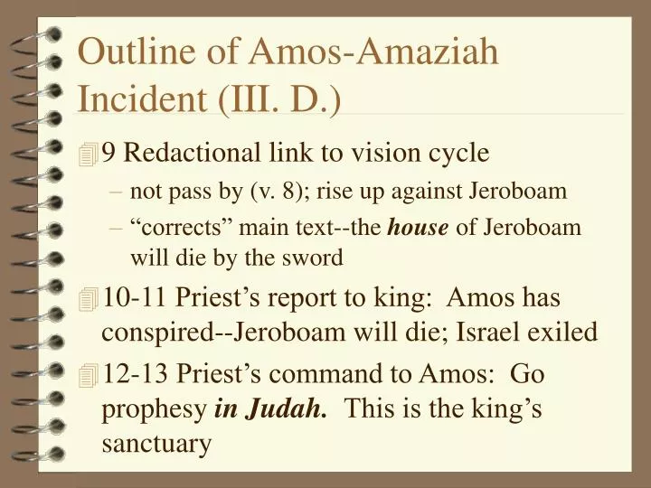 outline of amos amaziah incident iii d