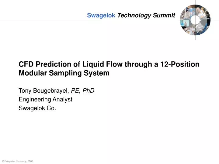 cfd prediction of liquid flow through a 12 position modular sampling system