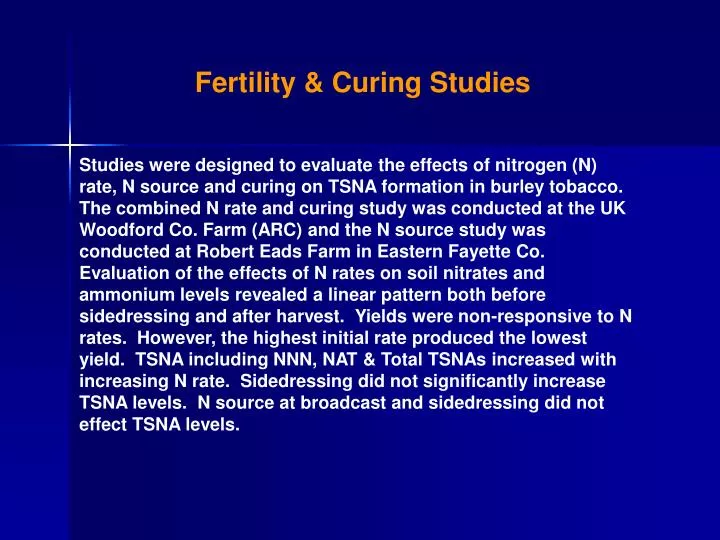 fertility curing studies