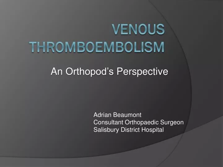 an orthopod s perspective