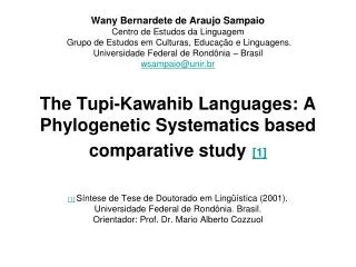[1] Síntese de Tese de Doutorado em Lingüística (2001).