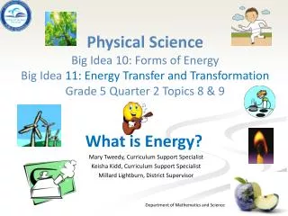 What is Energy ? Mary Tweedy, Curriculum Support Specialist