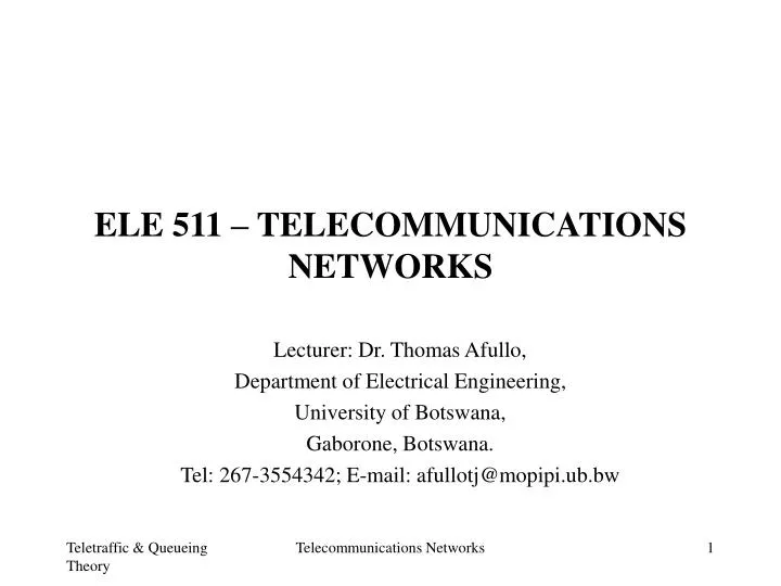 ele 511 telecommunications networks