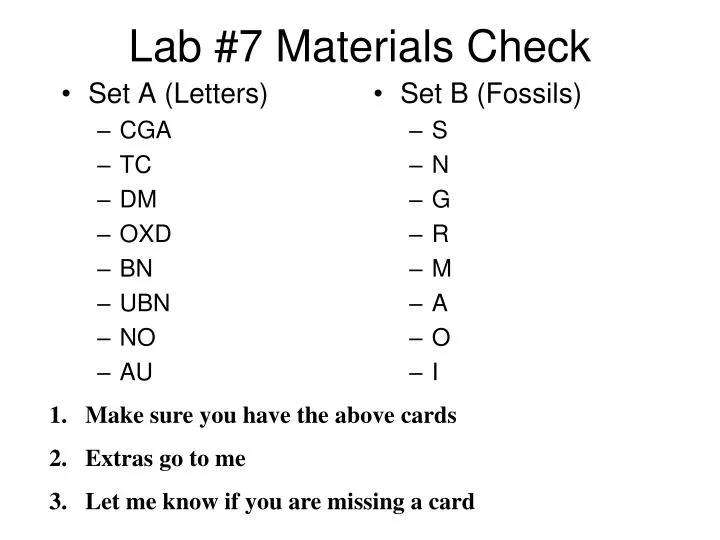 lab 7 materials check