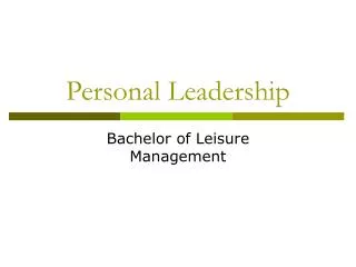 Personal Leadership