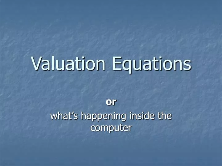 valuation equations