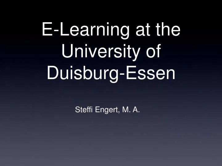 e learning at the university of duisburg essen
