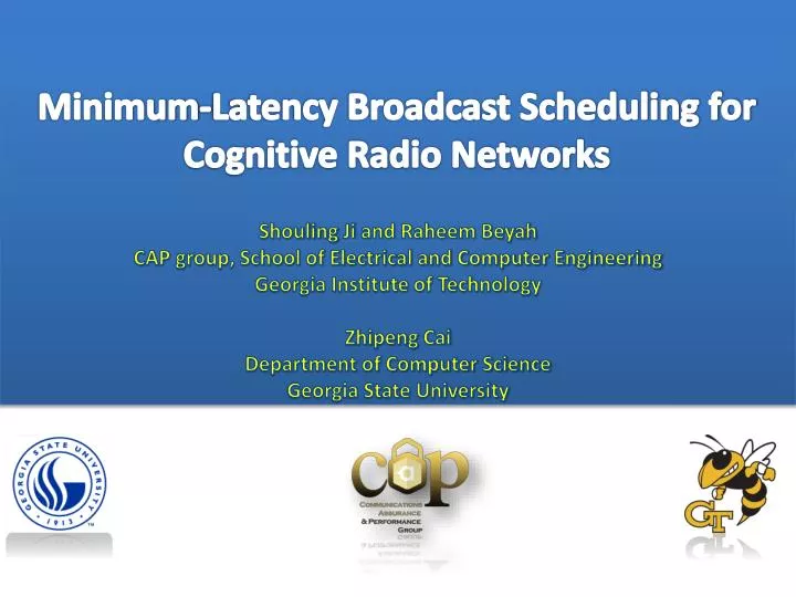 minimum latency broadcast scheduling for cognitive radio networks