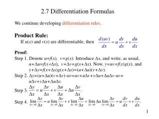 2.7 Differentiation Formulas
