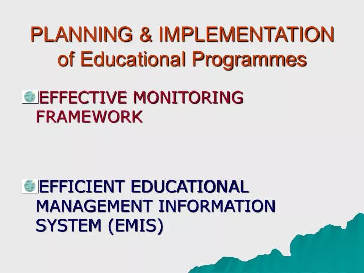 planning implementation of educational programmes