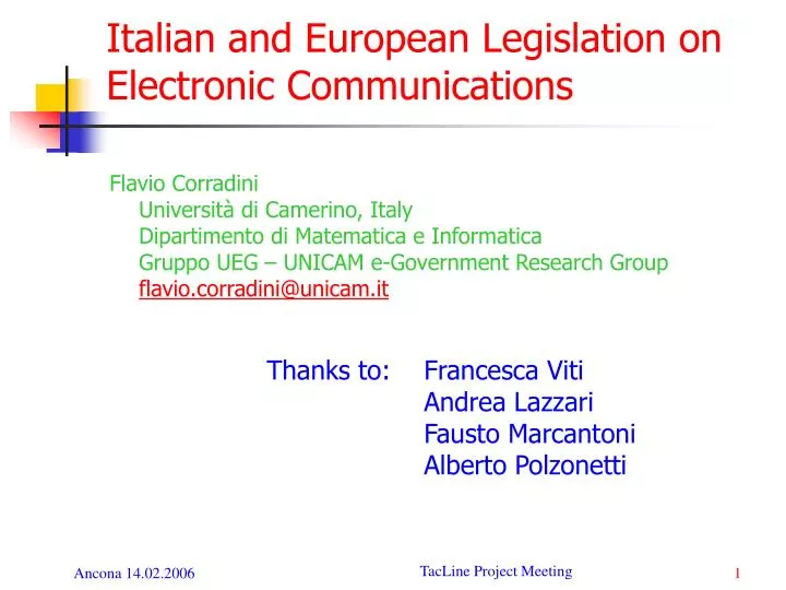 italian and european legislation on electronic communications