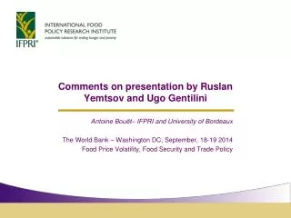 Comments on presentation by Ruslan Yemtsov and Ugo Gentilini