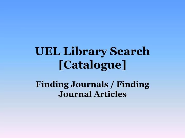 uel library search catalogue