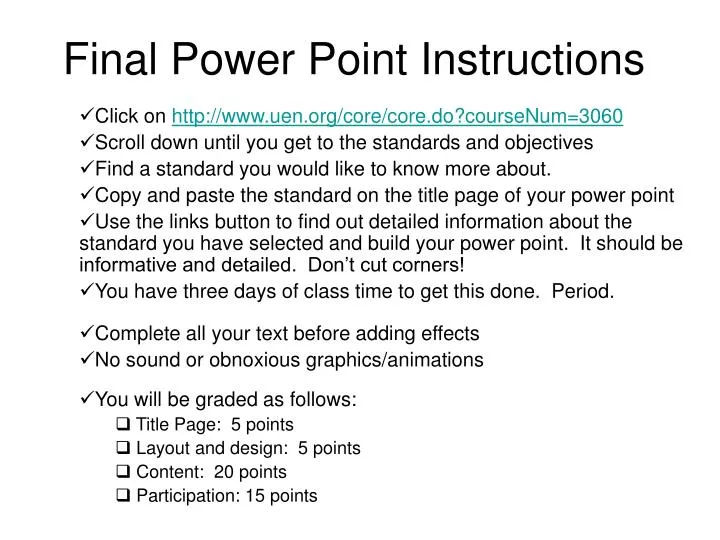 final power point instructions