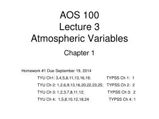 AOS 100 Lecture 3 Atmospheric Variables