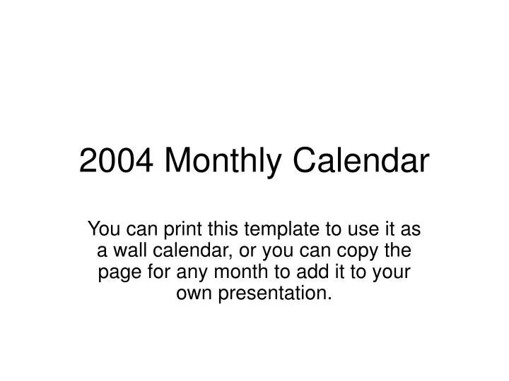 2004 monthly calendar