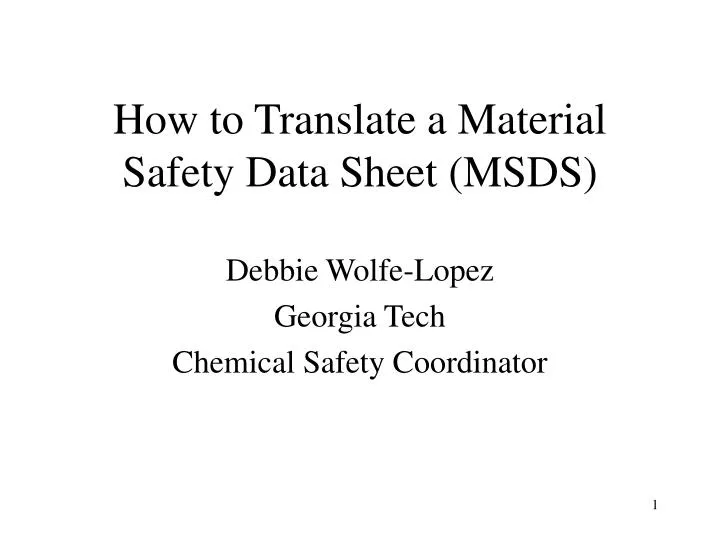 how to translate a material safety data sheet msds