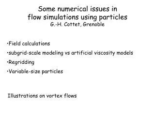 Some numerical issues in flow simulations using particles G.-H. Cottet, Grenoble