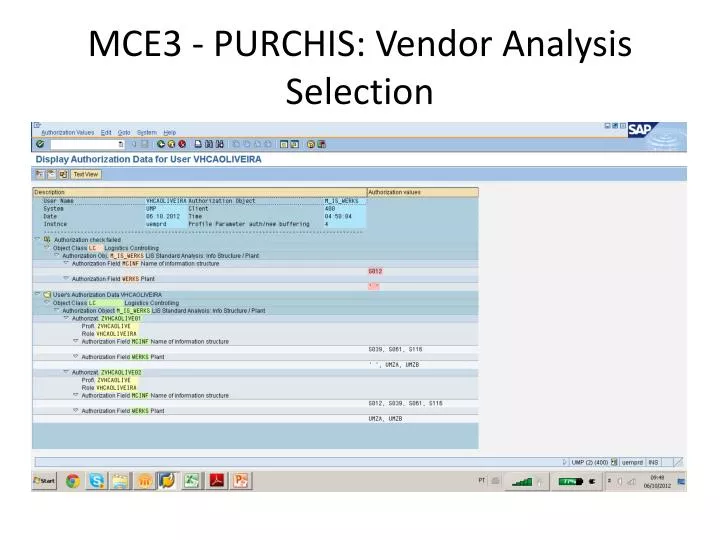 mce3 purchis vendor analysis selection