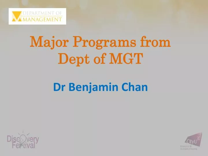 major programs from dept of mgt