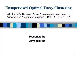 Unsupervised Optimal Fuzzy Clustering