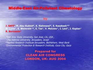 Middle-East Air-Pollutant Climatology by