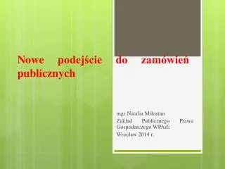 nowe podej cie do zam wie publicznych