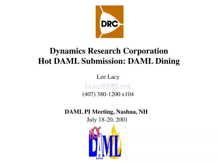 dynamics research corporation hot daml submission daml dining