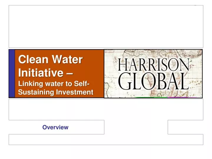 clean water initiative linking water to self sustaining investment