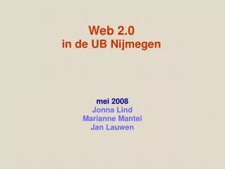web 2 0 in de ub nijmegen