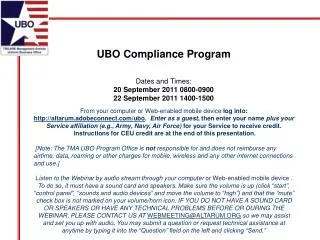 UBO Compliance Program