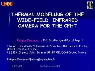 THERMAL MODELING OF THE WIDE-FIELD INFRARED CAMERA FOR THE CFHT