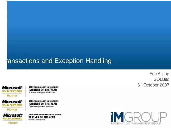 transactions and exception handling