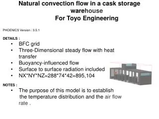 Natural convection flow in a cask storage ware house For Toyo Engineering