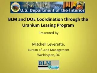 BLM and DOE Coordination through the Uranium Leasing Program