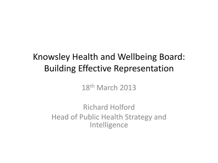 knowsley health and wellbeing board building effective representation