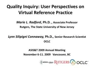 Quality Inquiry: User Perspectives on Virtual Reference Practice