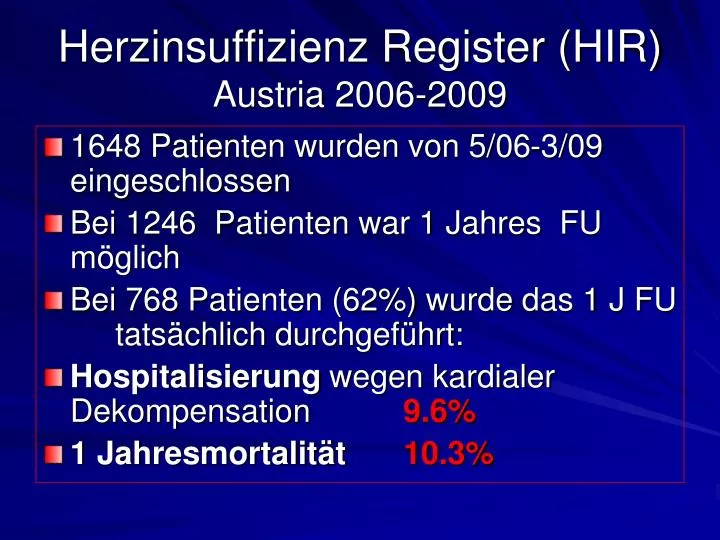 herzinsuffizienz register hir austria 2006 2009
