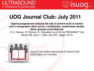 UOG Journal Club: July 2011