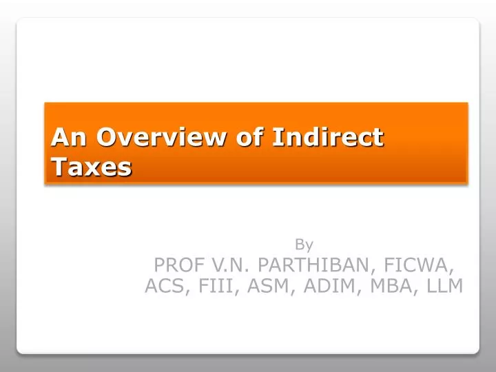 an overview of indirect taxes