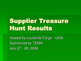 Supplier Treasure Hunt Results