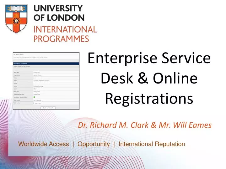 enterprise service desk online registrations