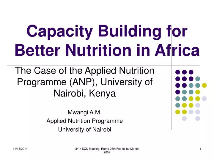 capacity building for better nutrition in africa
