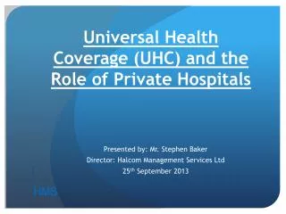 universal health coverage uhc and the role of private hospitals