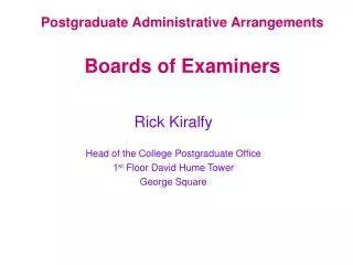 Postgraduate Administrative Arrangements Boards of Examiners