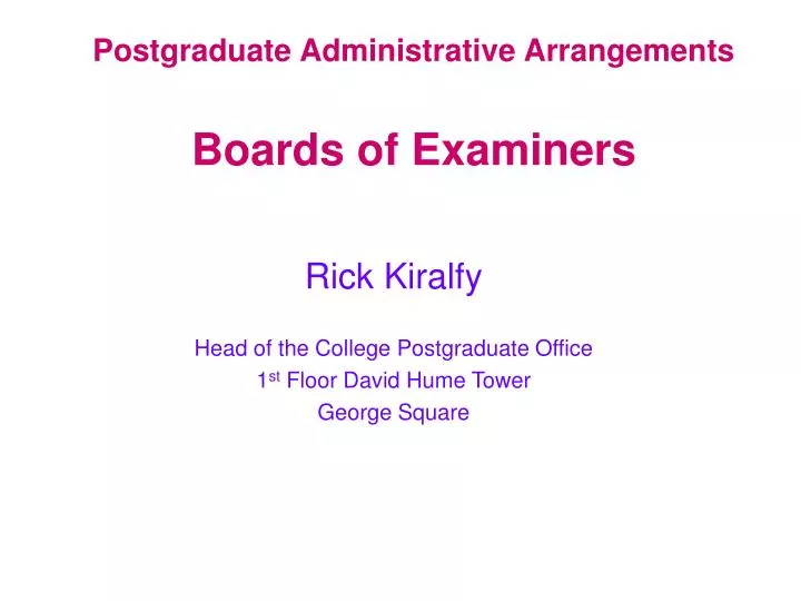 postgraduate administrative arrangements boards of examiners