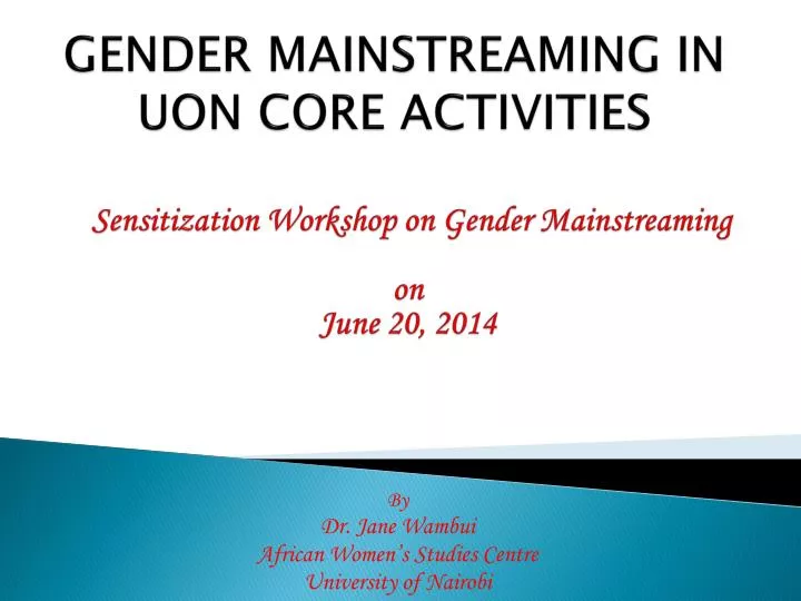 gender mainstreaming in uon core activities