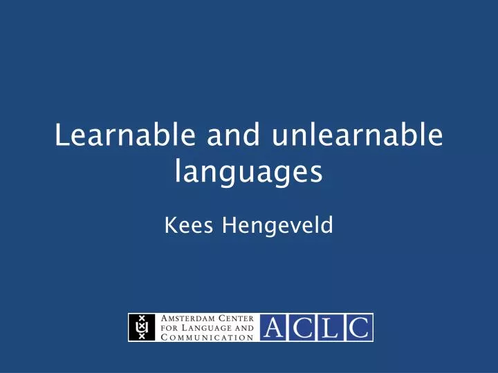 learnable and unlearnable languages